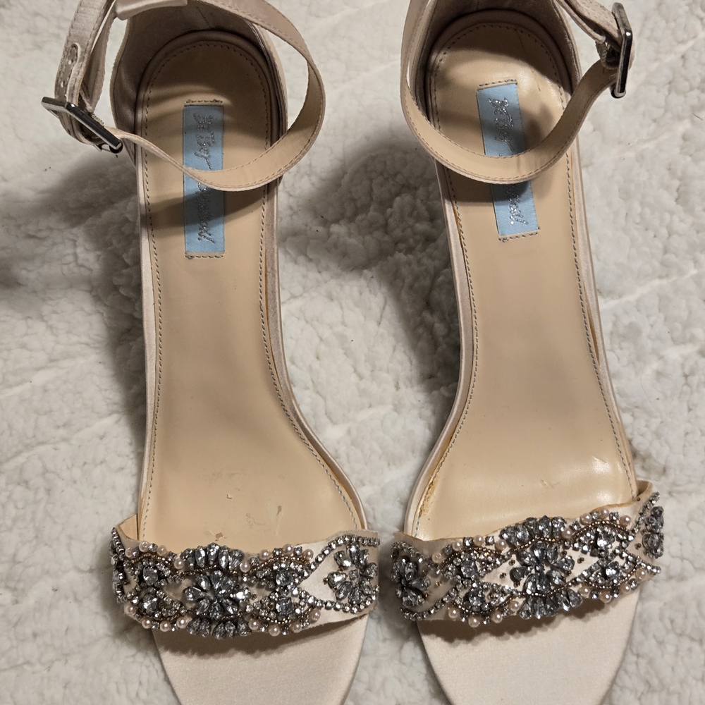 Betsey Johnson Cream Embellished Heels